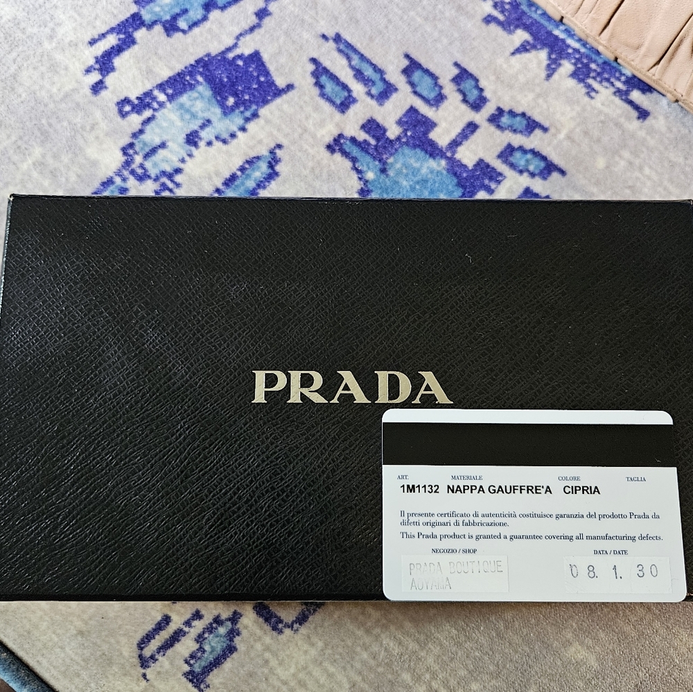Prada Double Snap Nappa Gauffre'a Wallet Cipria Light Pink Luxury Neutral Italy - Picture 16 of 16